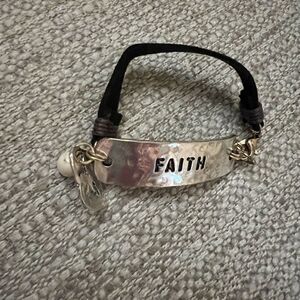 Faith faux leather and accents bracelet with lobster claw clasp